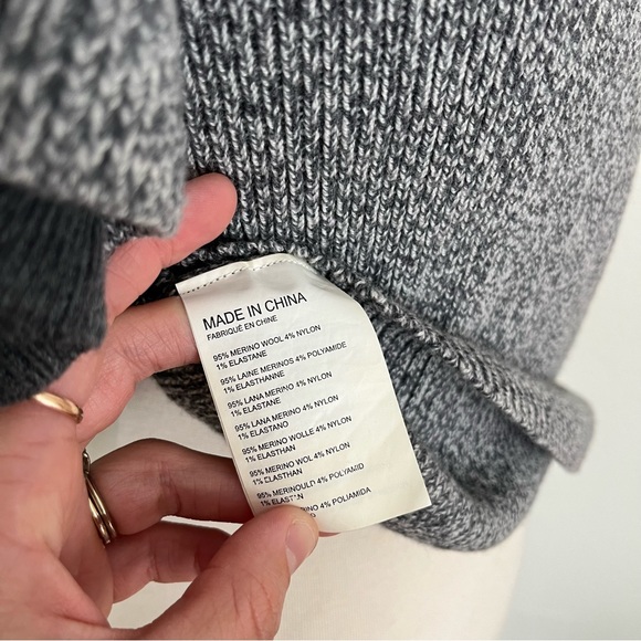 Club Monaco Eris Ruffle Sleeve Marled Merino Wool Sweater Top - Picture 7 of 9